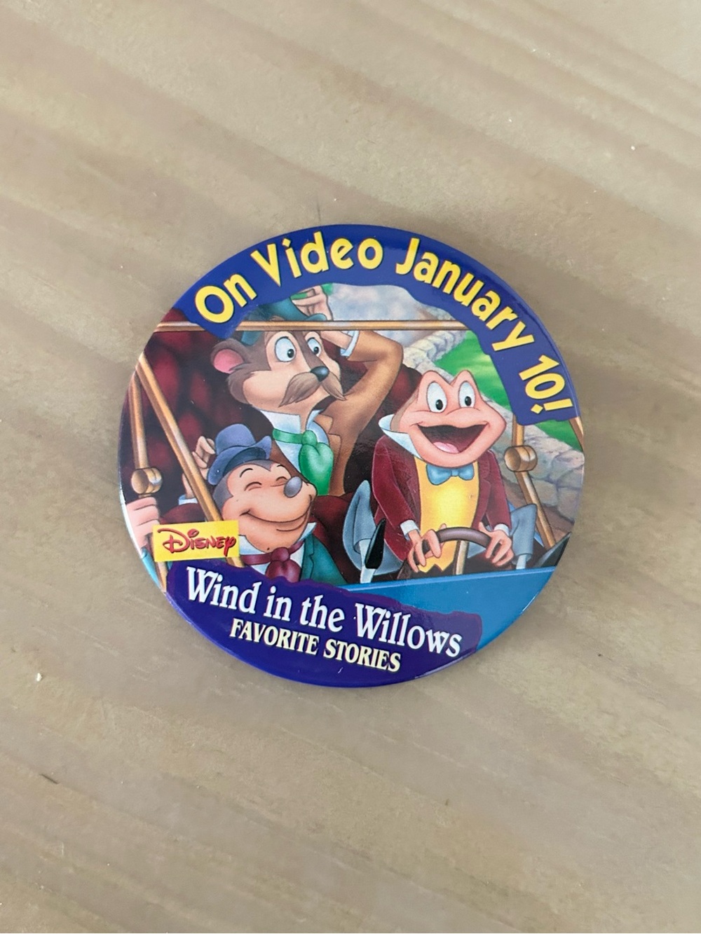 Vintage Disney Wind in the Willows Promotional Pin On Video 1990s Collectible